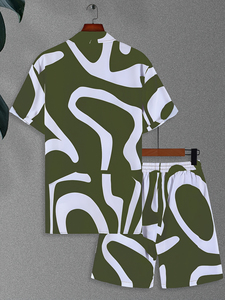 Conjunto de Playa Ligero para Hombre, Estilo Coreano, Conjunto de Verano con Camisa Texturizada y Pantalones Cortos - Product Image 2