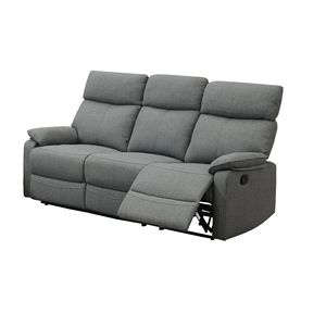 Gray Burlap Fabric <b>Recliner</b> Motion Sofa 1pc Manual Living Room Furniture Couch and Chair Set - Product Image 2