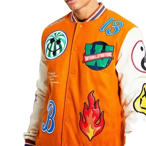 Veste universitaire en laine de haute qualité pour hommes OEM avec col rabattu Motif de lettres de broderie décontractée dans la rue - Product Image 2