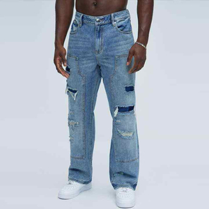 Jeans de Mezclilla para Hombre con Logotipo Personalizado, Corte Recto, Pierna Ancha, Estilo Holgado, Hip Hop, 2025 - Product Image 3