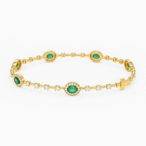 Emerald 925 Sterling Silver 14K Gold Plated Tennis <b>Bracelet</b> May Birthstone Luxury Fine Jewelry Elegant Gift For Women - Product Image 6