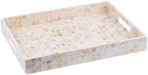 Modern Handmade Wooden And Mother Of Pearl Decorative Serving <b>Tray</b> For Coffee <b>Tea</b> Breakfast And Snacks - Product Image 3
