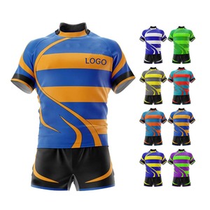 Maillots de rugby personnalisés respirants avec motifs imprimés par transfert thermique, ensembles uniformes vert et bleu marine avec service OEM - Product Image 3