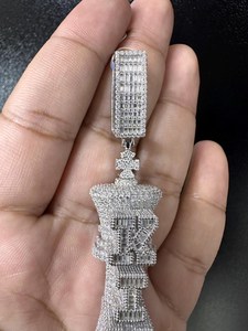 Pendentif de luxe en moissanite pièce d'échecs Roi, en argent 925, style Hip Hop Iced Out, collier personnalisé pièce d'échecs, passe le test du diamant - Product Image 5