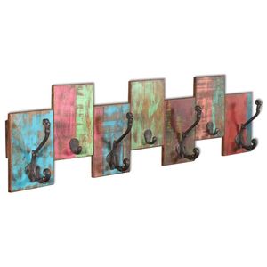 Porte-manteau mural en bois recyclé multicolore avec crochets standard - Product Image 4