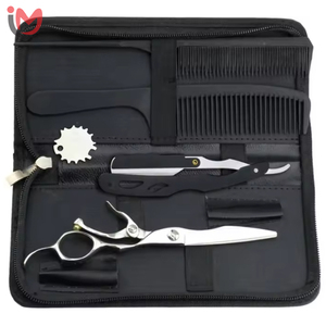 Kit de Peluquería Profesional: Tijeras de Corte de Pelo Rectas de Acero Inoxidable para Diestros, Ligeras, 32 Dientes, Punta Afilada, Mango de Acero, OEM - Product Image 2