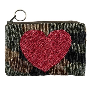 Último Premium hecho a mano con cuentas Día de San Valentín bordado gran corazón Mini bolso con cremallera elegante lujo de moda de la India - Product Image 1