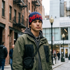 Custom Navy Blue Knit Beanie Hat Red Custom Logo Ribbed <b>Winter</b> <b>Cap</b> Unisex Streetwear Fashion Headwear Wholesale OEM Manufacture - Product Image 2