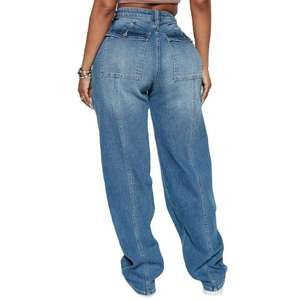 Pantalones Vaqueros de Diseño Único, Estilo Retro Americano, Holgados, de Pierna Recta, para Mujer - Product Image 5