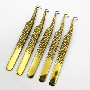 Pince à épiler pour extensions de cils RMI de qualité supérieure, couleur or plasma, avec poignée diamantée, en acier inoxydable - Product Image 2