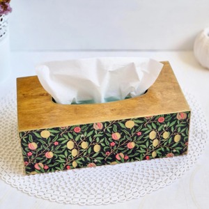 Boîte à mouchoirs en bois imprimé style rustique chic pour décoration champêtre, vente en gros - Product Image 6