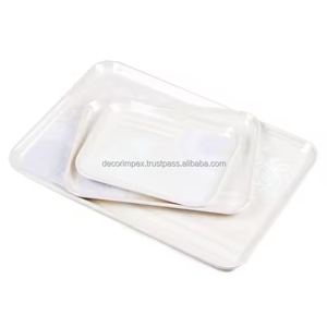 Ensemble de plateaux rectangulaires en mélamine imprimée imitation bois, design moderne, haute pression, pour salon - Product Image 2