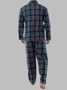 Pijama de Franela de Algodón Tejido Personalizado para Hombre, Camisa con Botones y Pantalón, Traje de Dormir de Dos Piezas de Secado Rápido para el Hogar - Product Image 4