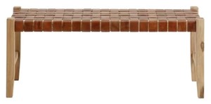 Mango wood and leather strip Garden <b>Bench</b> Outdoor Furniture - Product Image 2