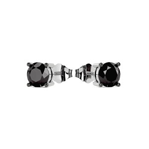 Solid 925 Sterling Silver Classic Round Onyx <b>Stud</b> <b>Earrings</b> Rhodium Plated Stainless Steel Claw Setting Unisex Jewelry - Product Image 2