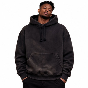 Sun Faded Zip Hoodies 370grams 100% Cotton Solid Sweatshirt Custom Unisex Regular Fit Distressed Waffle Knitted Breathable - Product Image 1