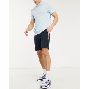 Pantalones Cortos Bermuda de Algodón de Color Sólido para Hombre con Raya Lateral y Cintura Elástica para Uso Casual - Product Image 1