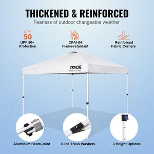 Carpa Plegable de 10 x 10 pies con Lona Plateada de PU 250D, Bolsa con Ruedas, 4 Bolsas de Arena, Refugio Impermeable para el Sol - Product Image 3