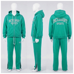 Conjuntos Deportivos Personalizados para Hombre, 100% Algodón, Sudadera con Cierre y Pantalones Deportivos, Lavado Ácido, Conjuntos Deportivos para Mujer - Product Image 4