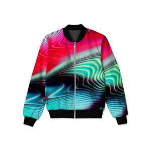 Blouson Bomber Homme Imprimé Loup et Lune Coloré, Fermeture Éclair, Décontracté, Automne, Sublimation 3D, en Polyester - Product Image 6