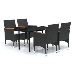 Set da Pranzo da Giardino in Rattan Nero per 4 Persone, Arredamento da Esterno Resistente alle Intemperie, Design Contemporaneo - Product Image 2