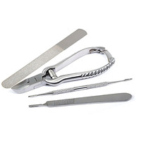 Kit de 4 Piezas de Instrumentos de Podología, Cortaúñas, Pinza para Cutículas, Removedor de Piel Muerta, Empujador y Levantador de Uñas