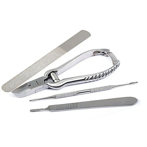 4 Piece Chiropody Podiatry Instruments <b>Kit</b> Cuticle Ingrown Nipper Clipper Dead Skin Remover <b>Nails</b> Pusher Lifter Tools - Product Image 1