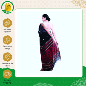 Top Quality Women Wedding and Party Wear Soft & Light Weight Pure Handloom <b>Red</b> Black White Buti Cotton <b>Saree</b> for Sale - Product Image 4