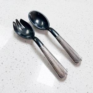 Juego de 2 Servidores de Ensalada Hechos a Mano con Cuerno de Búfalo, Cucharas y Tenedores de Material Natural, Utensilios de Cocina Ecológicos - Product Image 5