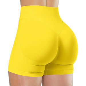 Shorts de yoga taille haute pour femme, à découpes latérales au laser, effet froncé, pour la gym et le fitness - Product Image 3