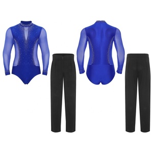 Trajes de baile latino para hombre, leotardo, mono y pantalones, fabricante de ropa de baile, patinaje artístico, traje de baile <span class=keywords><strong>Chacha</strong></span> personalizado - Product Image 5