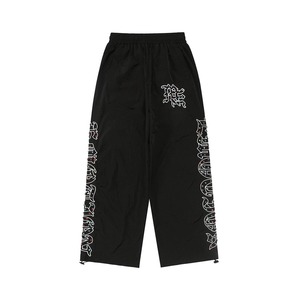 Pantalón de lona de cintura media con letras bordadas de diamantes de imitación, estilo vintage, casual y holgado, de corte recto, de moda urbana. - Product Image 6