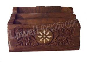 Organizador de Escritorio de Madera Sheesham de 3 Cajones, Tallado a Mano, Elegante, Ecológico, para Papelería y Cartas, de Pared - Product Image 2