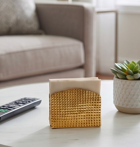 Handmade Glam Gold <b>Metal</b> Tissue Box With Elegant <b>Grid</b> Pattern Perfect For Stylish Home And Kitchenware Accessory Decor - Product Image 5