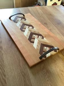 JUNJI Customizable <b>Bamboo</b> Square Nesting Serving Trays Rectangular Shape with Cut Handles for Kitchen & Bathroom Use - Product Image 4