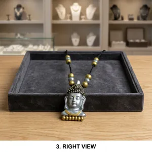 Collar con Colgante de Cabeza de Buda KOTTRAVAI, Fundición de Latón, Abalorios, Amuleto, Tema Budista, Decoración del Hogar, de Tamil Nadu - Product Image 6