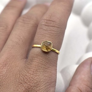 Citrine Gemstone Adjustable <b>Ring</b> Gold Plated Handmade Natural Rough Stone November Birthstone Boho Jewelry Gift for Women - Product Image 5