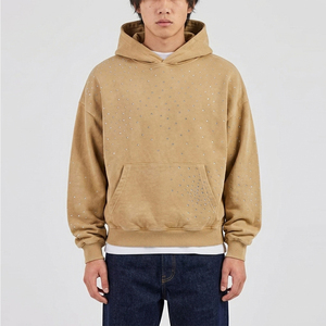 Design Your Own Logo Men <b>Rhinestone</b> <b>Hoodies</b> Customized Design Heavy Weight Men <b>Rhinestone</b> Hoodie In Solid Color - Product Image 1