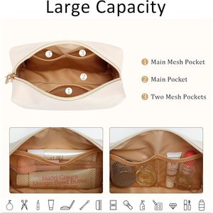 Personalized Initial <b>Makeup</b> Bag Women's Bridesmaid Gift PU Leather Cosmetic Waterproof Travel for Toiletry <b>Case</b> - Product Image 5