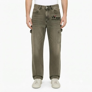 WIZE INTERNATIONAL <b>Men's</b> Olive <b>Green</b> Straight Fit <b>Cargo</b> <b>Pants</b> High Waist Button Fly Multiple Pockets Workwear Style Autumn - Product Image 1