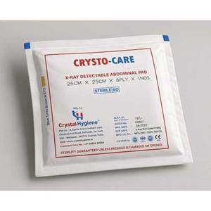 Almohadilla Abdominal de Algodón 100% de Alta Absorción, Detección por Rayos X, Calidad Estándar de Higiene Cristal (Estéril ETO) 30cm x 30cm Quirúrgica - Product Image 1