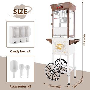 Machine à Popcorn Commerciale 12oz avec Chariot, 3 Boutons de Contrôle, Électrique, 3 Boîtes de Rangement pour Bonbons, 3 Plaques - Product Image 3