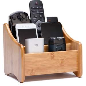 Eco-Friendly Square Wooden Remote Caddy Organizer Handmade <b>Tabletop</b> <b>Storage</b> Box for Housewarming & Birthday-Factory Low Price - Product Image 1