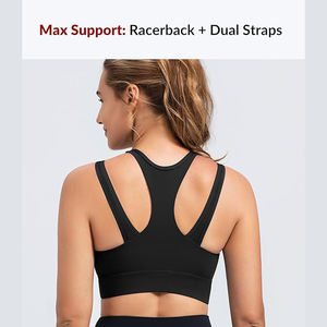 Soutien-gorge de sport sans armatures pour femme, maintien moyen, coussinets amovibles, dos nageur, respirant, en nylon et élasthanne, sans couture, pour yoga et gym - Product Image 3