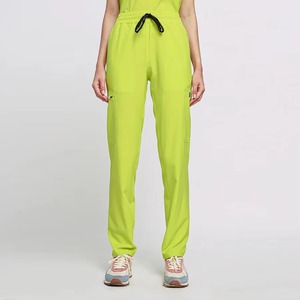 Haut de blouse médicale unisexe vert lime à manches courtes, col polo, en tissu polyester tissé, uniforme d'hôpital avec couleur et logo personnalisables - Product Image 4
