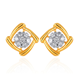 ต่างหูเพชรทรงดอกไม้สี่กลีบ ดีไซน์ทันสมัย ประดับเพชรแล็บโกรว์ ทองคำขาว 14K เครื่องประดับหรูหรา - Product Image 1