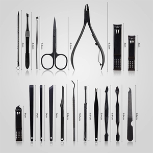 Kit de beauté 15 pièces, couleur noire, coupe-ongles, ciseaux, limes à ongles, ensemble de manucure professionnel avec étui en cuir - Product Image 5