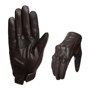 Gants de moto en cuir de mouton véritable marron, doigts entiers, unisexe, sangle de poignet réglable, prise en main confortable, extérieur, toutes saisons - Product Image 4