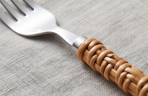 Handmade Stainless Steel Flatware Set With <b>Bamboo</b> Handle Bohemian Reusable Cutlery For Camping Use Hotel And Dining Use - Product Image 2