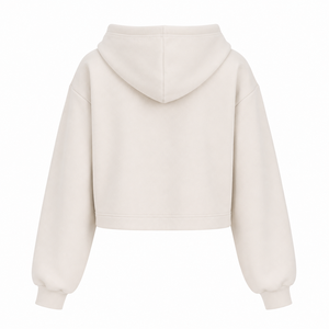 Sudadera Corta con Capucha para Mujer, Color Sólido, Estilo Oversize con Hombros Caídos, Tejido Transpirable, Estilo Urbano Otoñal, 450 GSM - Product Image 3